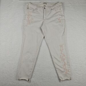 Vintage America Blues Light Pink Womens‎ 14 Boho Skinny Ankle Embroidered Flower